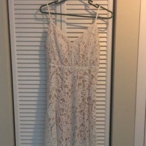 Lulus one wish white lace midi dress
